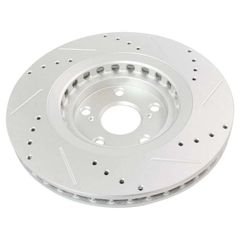 TRQ Front Rear Ceramic Brake Pad Performance Drilled Slotted Coated Rotors gallery