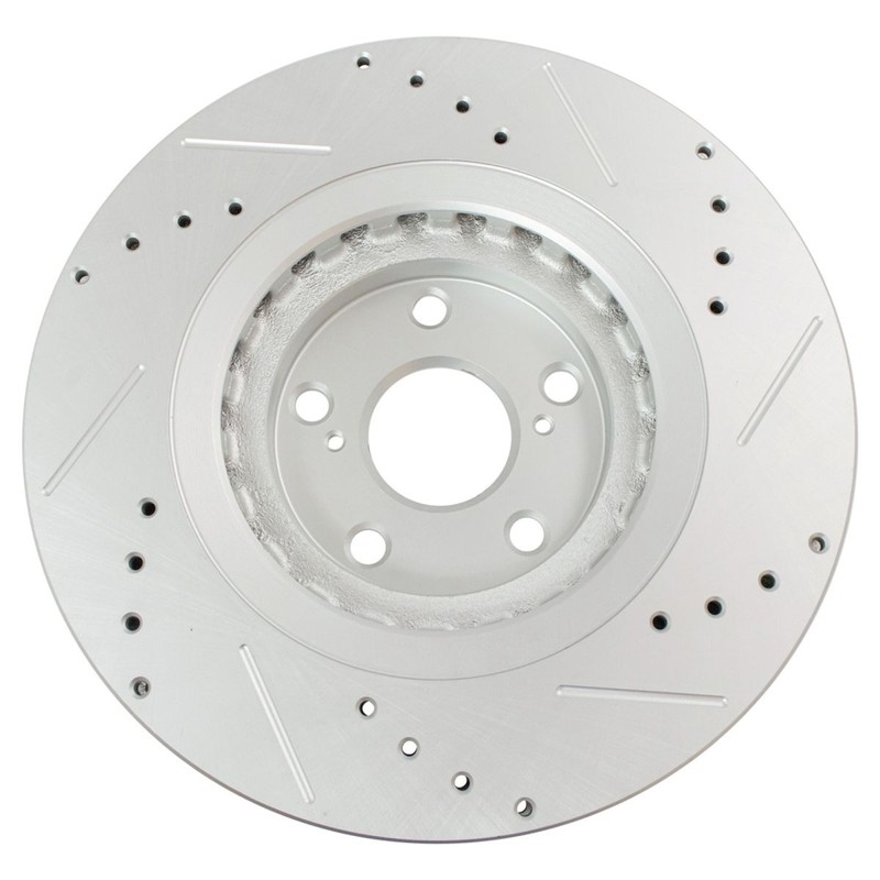TRQ Performance Brake Rotor Drilled & Slotted G-Coated Front Pair Kit gallery
