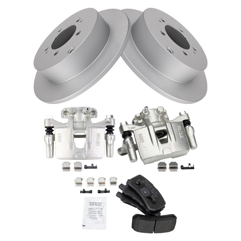 TRQ Rear Brake Calipers Ceramic Pads & Rotors Fits 09-11 Lancer 08-13 Outlander gallery