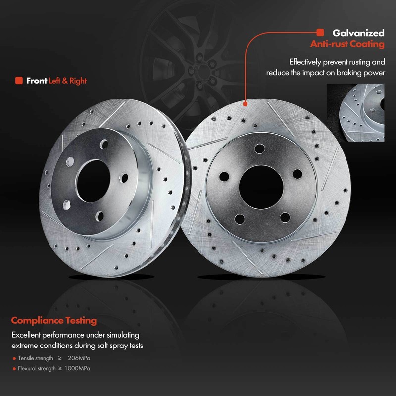 Front Drilled Brake Rotor & Pad + Caliper for Jeep Grand Cherokee w/ATE Caliper gallery