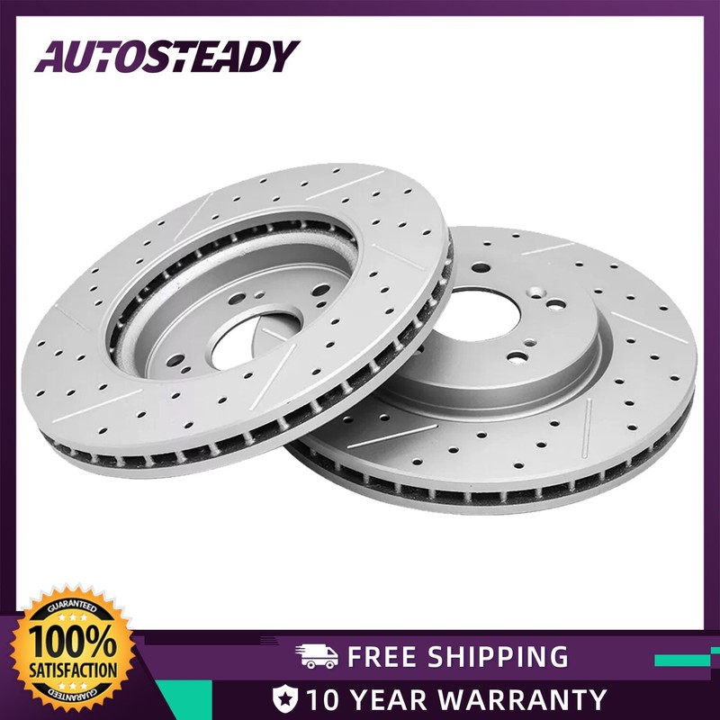 Front Disc Brake Rotors Drilled & Slotted for 2007 - 12 Acura RDX 2007 - 16 CR-V