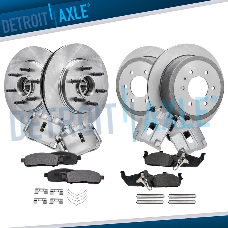 2WD Front & Rear Rotors & Caliper + Brake Pads for Ford F-150 Lincoln Mark LT