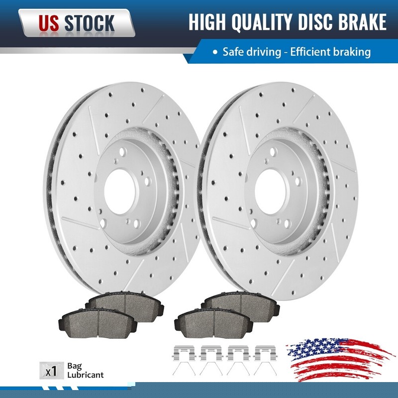 Front Drilled Brake Rotors + Ceramic Brake Pads for Honda Accord Acura TSX CL TL