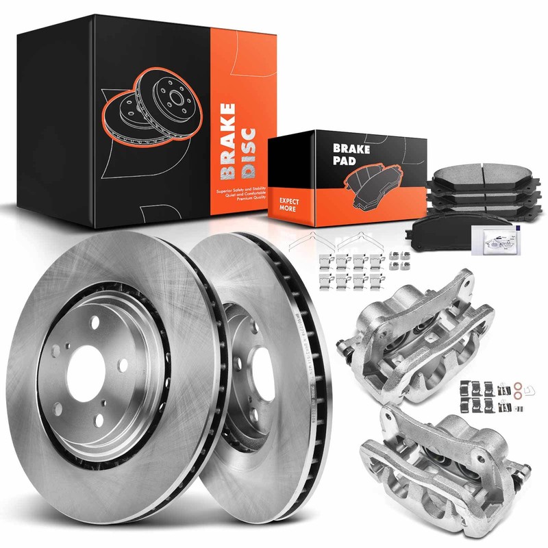 Disc Brake Rotor & Pads + Caliper for Lexus NX200t 15-17 Toyota Highlander Front