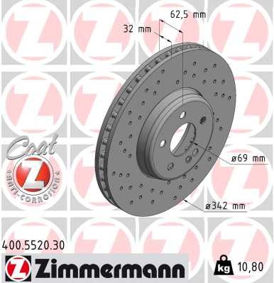 Zimmermann 400.5520.30 Brake Disc for Mercedes-Benz