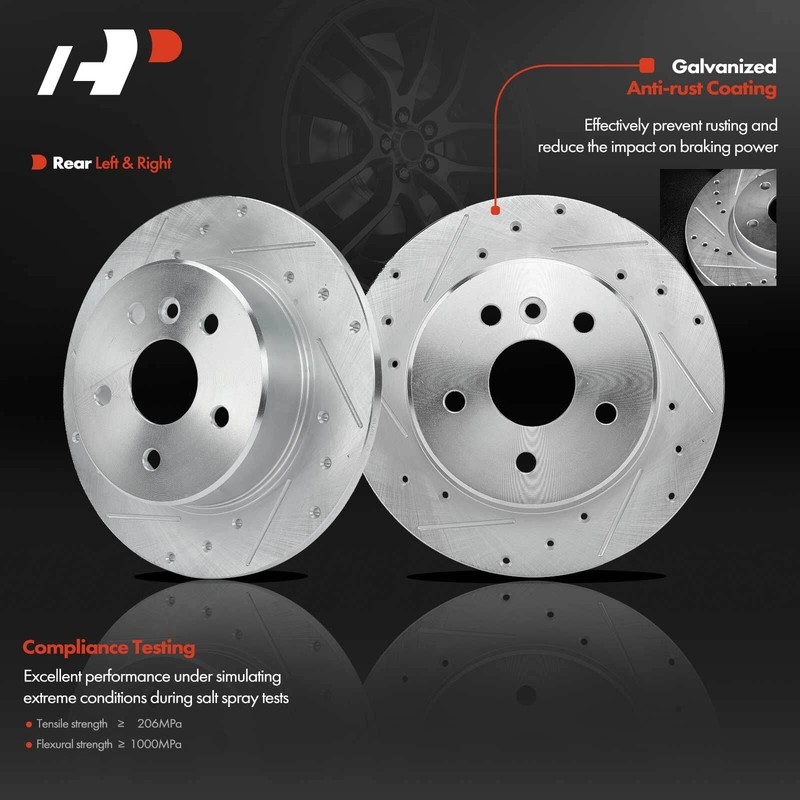 Rear Drilled Rotor & Ceramic Brake Pad + Hub Bearing for Toyota Avalon 2000-2004 gallery