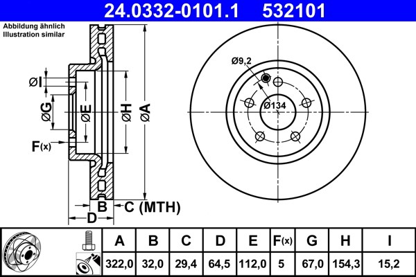 ATE 24.0332-0101.1 Brake Disc for Mercedes-Benz gallery