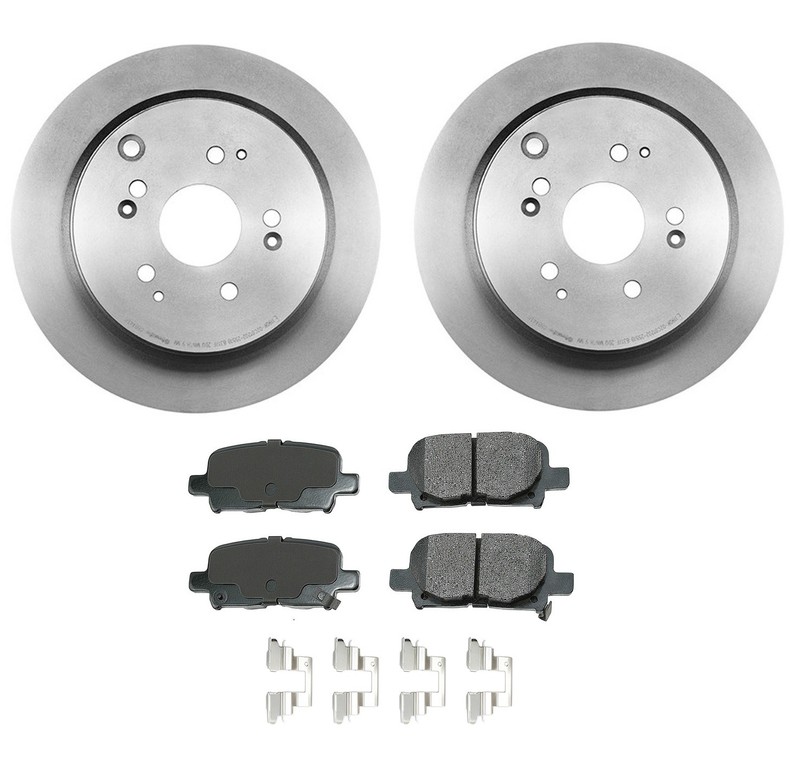 Akebono Rear Brake Kit - ProAct Ceramic Pads 313mm Disc Rotors For Honda Odyssey