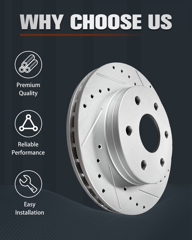 Front Brake Rotors Drilled & Slotted for Toyota Sienna RX450H RX350 NX300 NX300H gallery