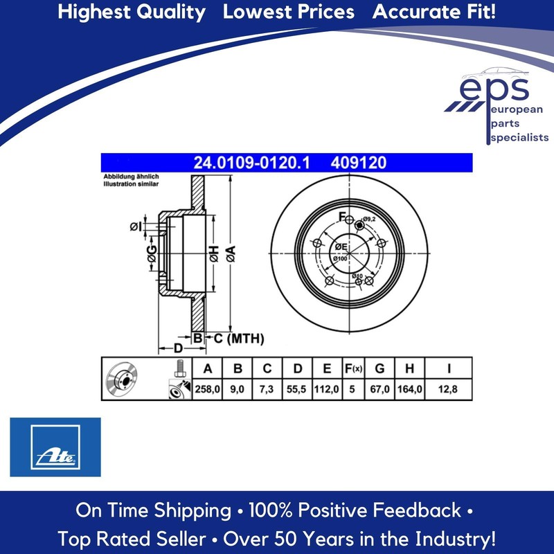 Rear Brake Disc Rotor Select 1984-98 Mercedes D E C Ate 202 423 00 12 Ate 409120 gallery