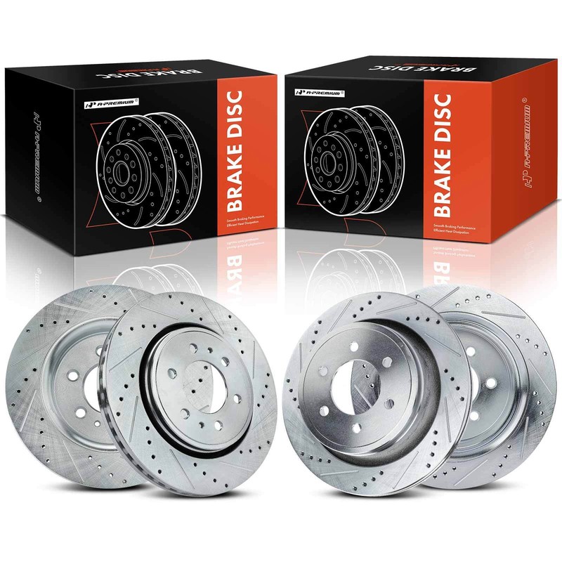 A-Premium 4x Front & Rear Side Drilled Brake Rotors for Ford F-150 12-20 V6 V8