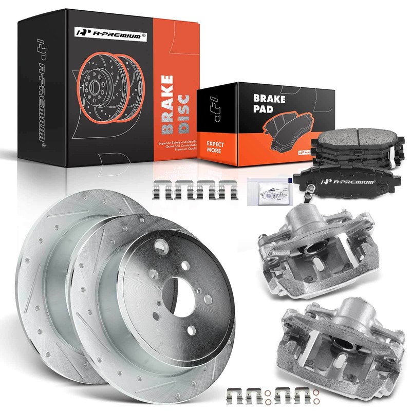 A-Premium 8x Rear Drilled Brake Rotor & Pad +Caliper for Subaru Outback Legacy