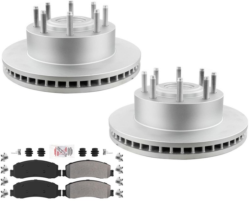 Performance Coated Disc Brake Rotors Pads Fits 08-13 Ford F250 Rear Wheel Drive