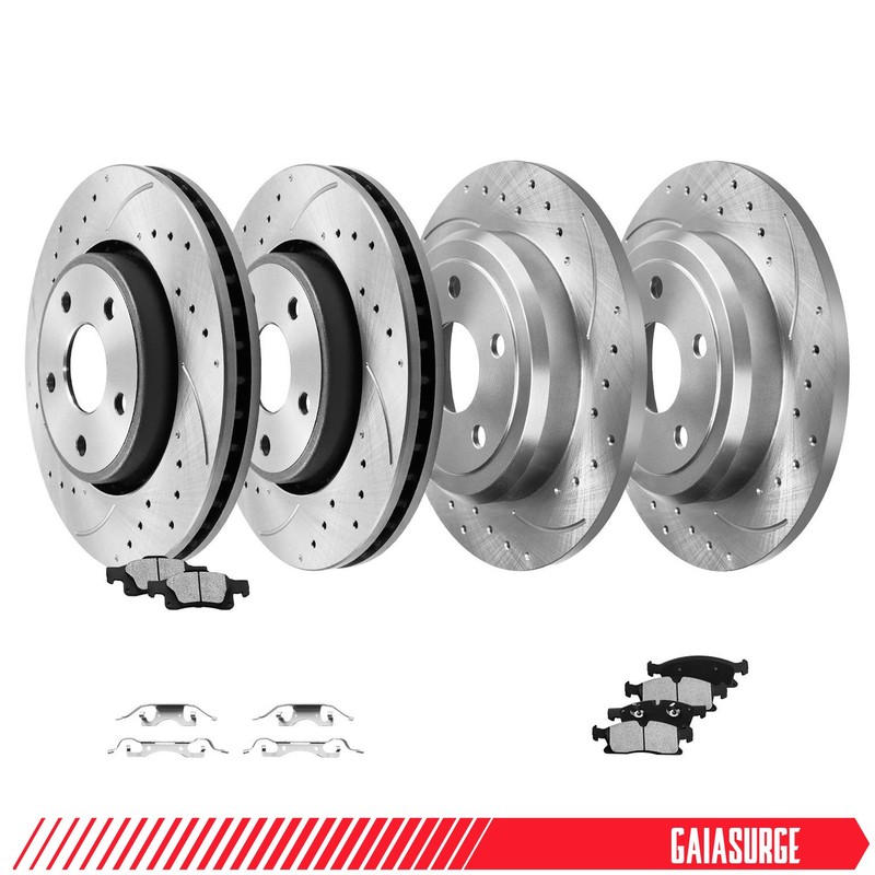 Front and Rear Brake Rotors & Ceramic Pads for 2017-2020 Jeep Grand Cherokee