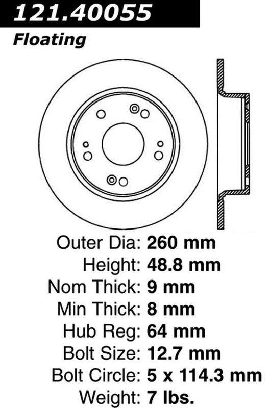 Centric Parts 121.40055 C-Tek Standard Brake Rotor For 03-08 Accord TSX gallery