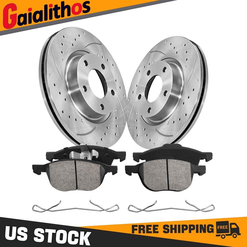 11.81” Front Drilled Brake Rotors Ceramic Brake Pads for 2010 – 2013 Mazda 5 3