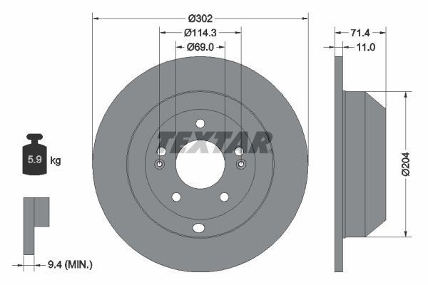 TEXTAR Brake Discs Front & Rear Braking Set Fits Hyundai Grand Santa Fe Santa Fe gallery