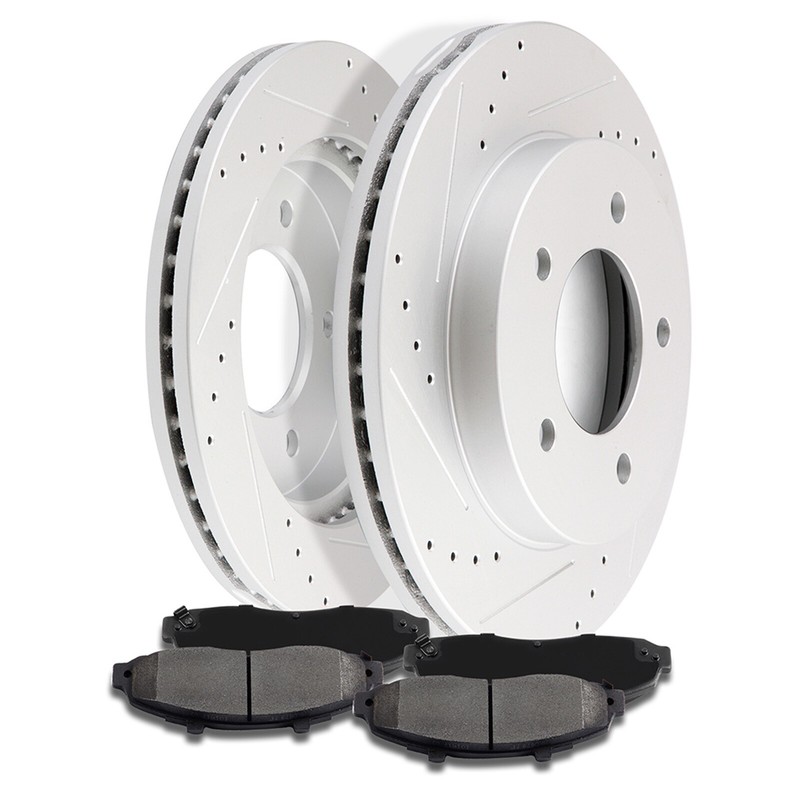For 1997-2002 2003 Ford F-150 Front Drilled Brake Rotors Discs And Ceramic Pads