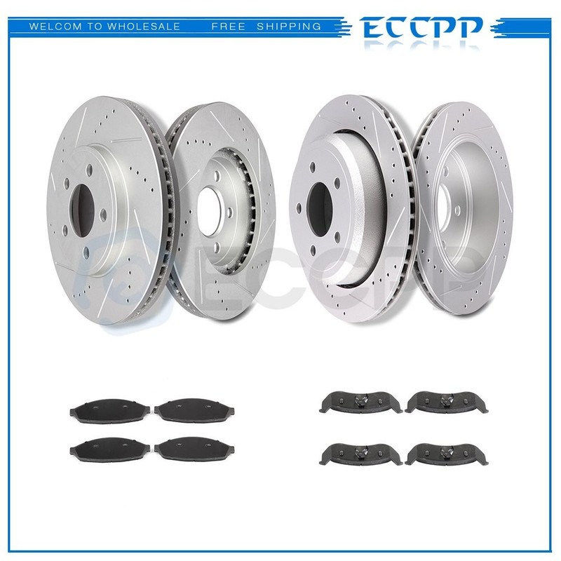Front Rear Ceramic Brake Pads And Rotors For 2003-10 Mercury Grand Marquis 4.6L
