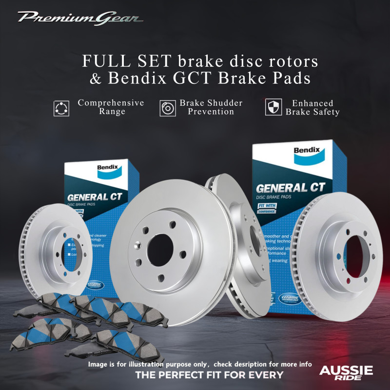 Front+Rear Disc Rotors+Bendix GCTBrake Pads for Mazda 3 BK BL 2003-2013
