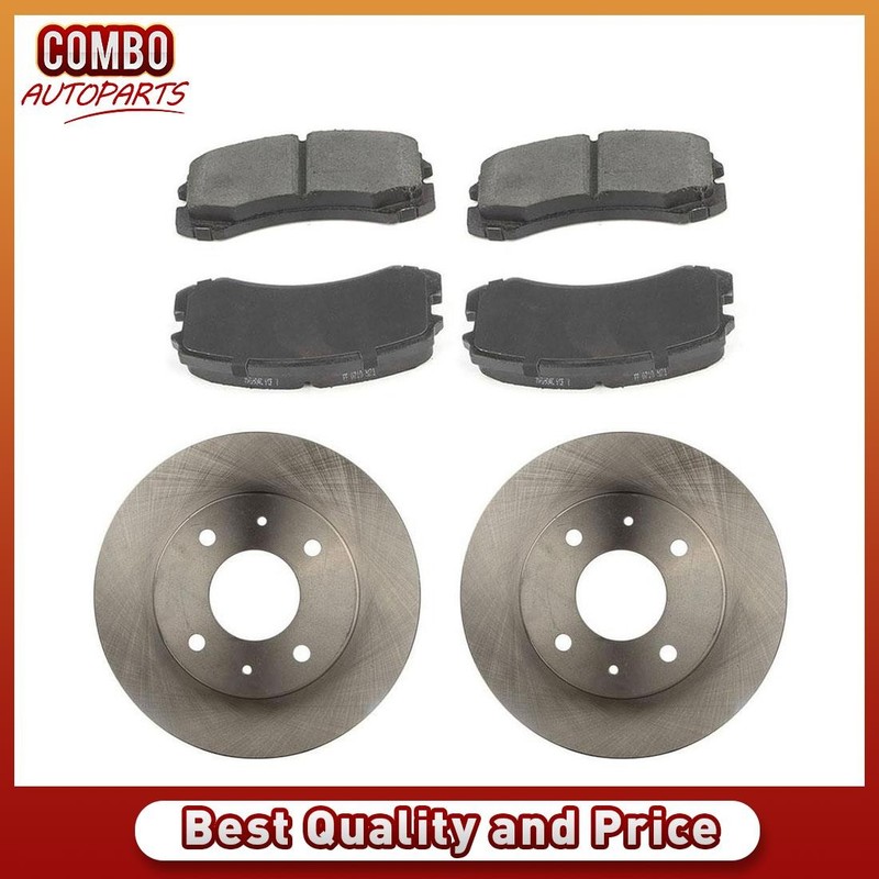Front Disc Rotors Ceramic Brake Pads Kit for 2002-2007 Mitsubishi Lancer