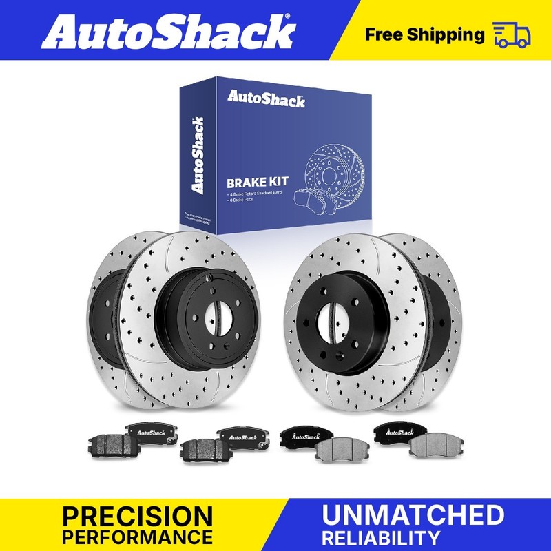 Front Rear Drilled Slotted Brake Rotors Ceramic Pads for Chevy Equinox 2007-2009