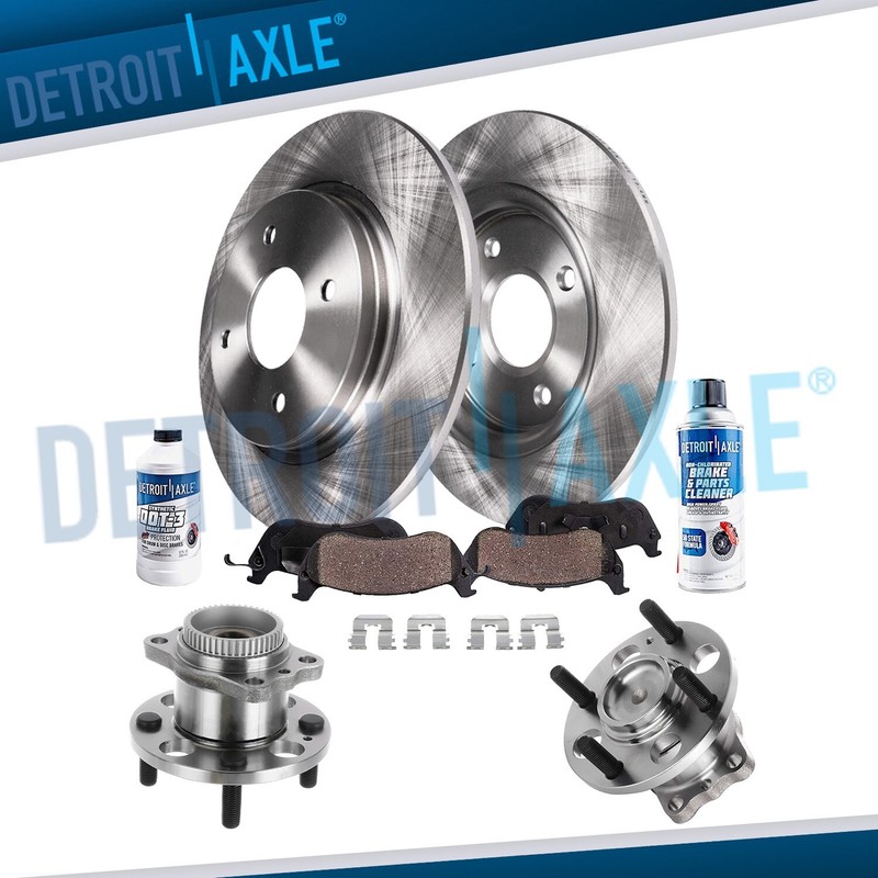 Rear Rotors Ceramic Brake Pads + Wheel Hub Bearings for Hyundai Accent Kia Rio