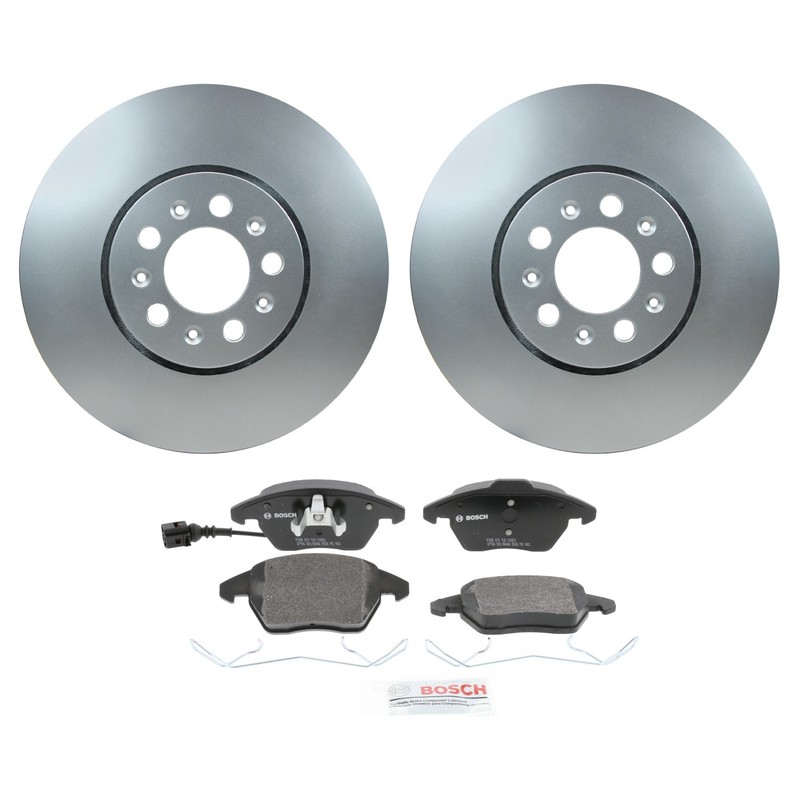 Hella Front Rotors Bosch QuietCast Semi-Met Disc Brake Pad Kit For Jetta AWP FWD