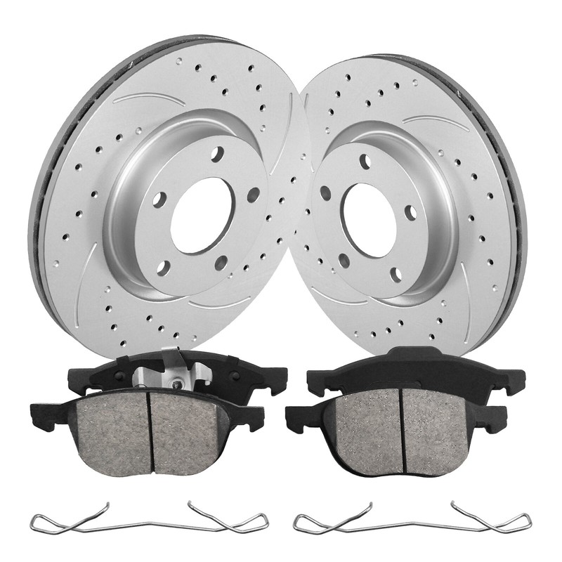 Front Drilled Slotted Disc Rotors Ceramic Brake Pads for 2004 - 2012 Mazda 3 5 gallery