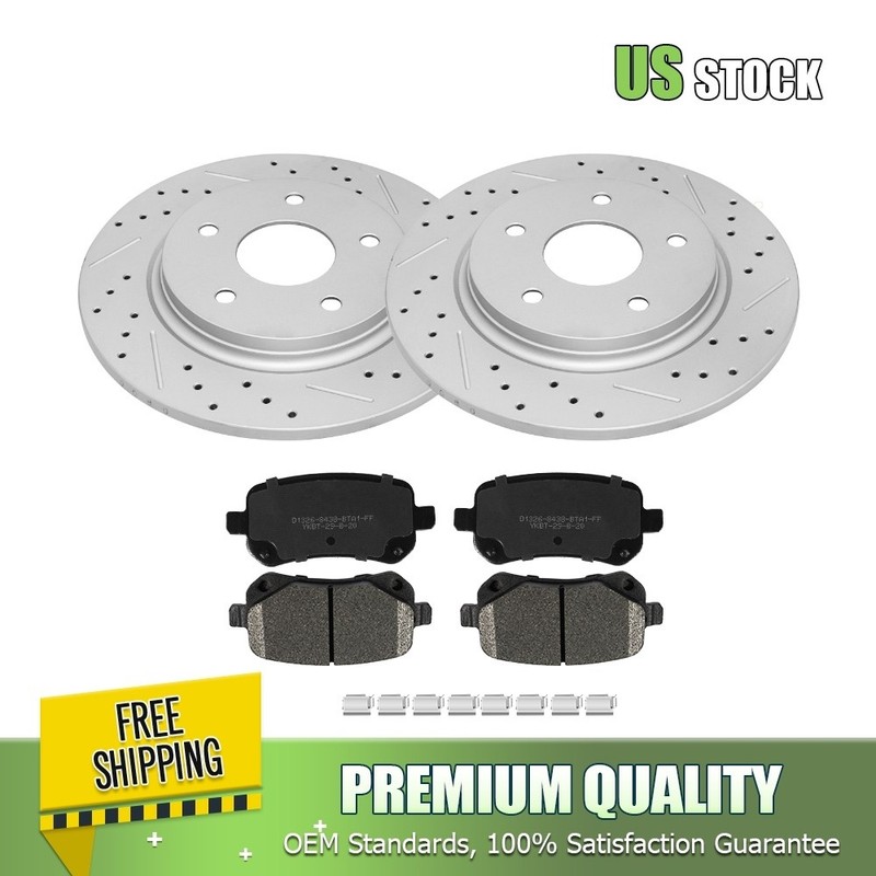 Rear Drilled Rotors Brake Pads for Chrysler Town Country Dodge Grand Caravan