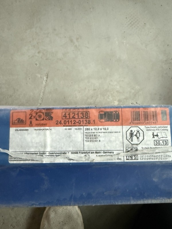 ATE brake disc 24.0112-0138.1 VW T4 rear axle 412138 brake 280x12 gallery