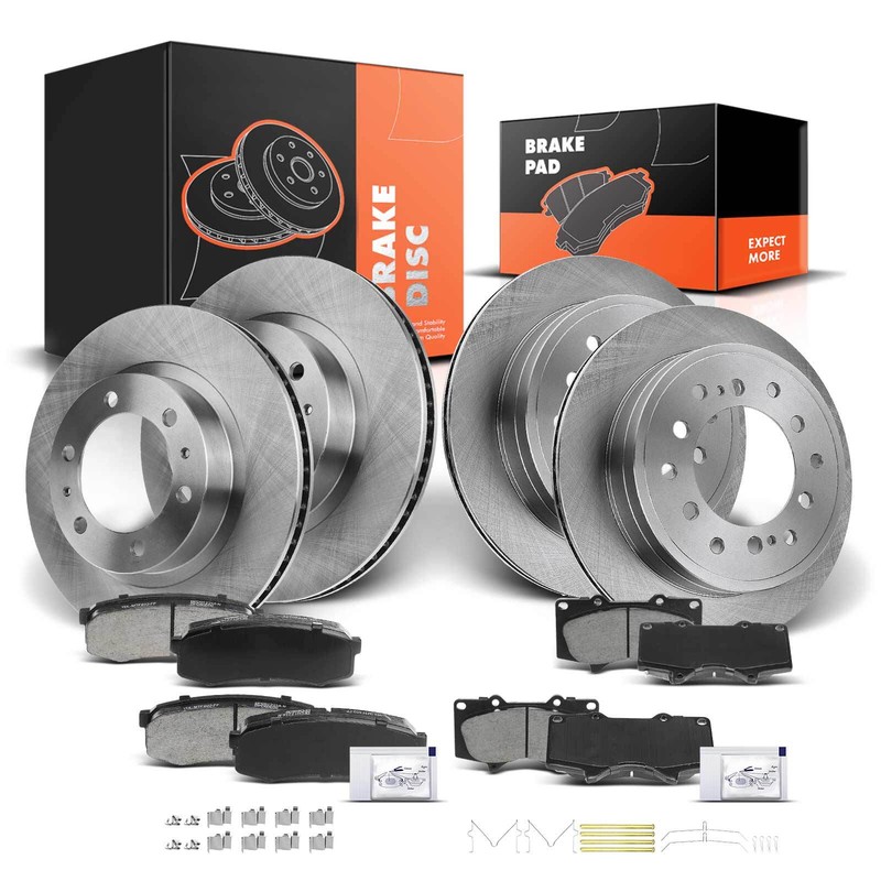 Front & Rear Disc Brake Rotors & Ceramic Brake Pads for Toyota 4Runner 2003-2009