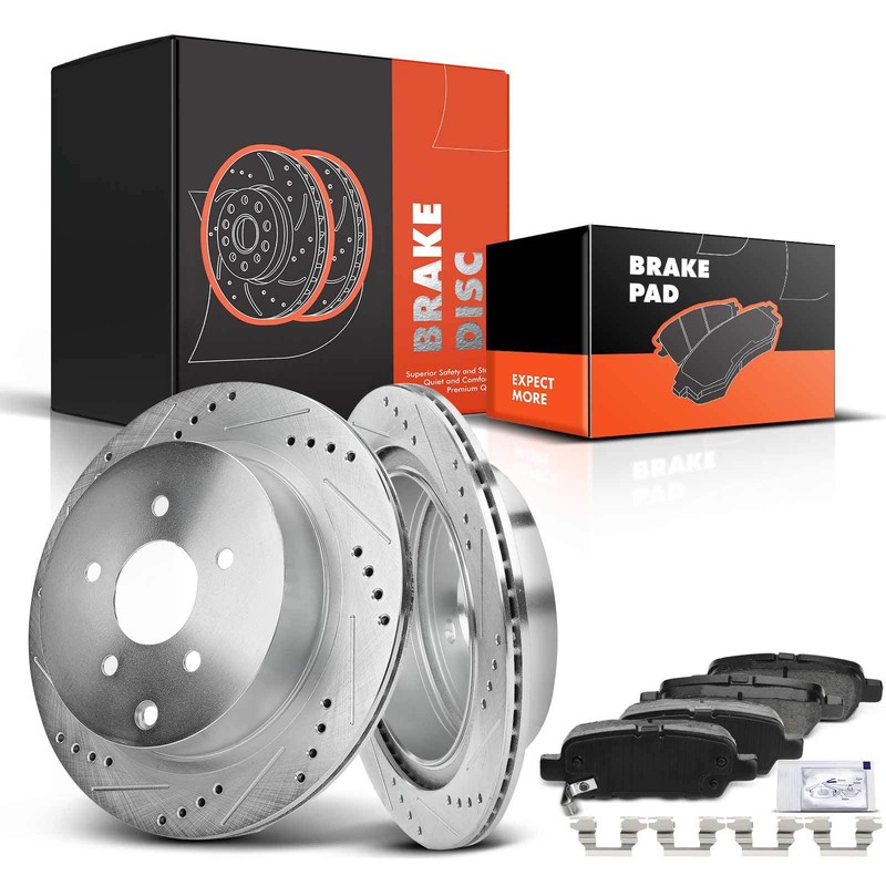 Rear Drilled Rotors & Ceramic Brake Pads for Nissan Murano 03-07 09-19 INFINITI