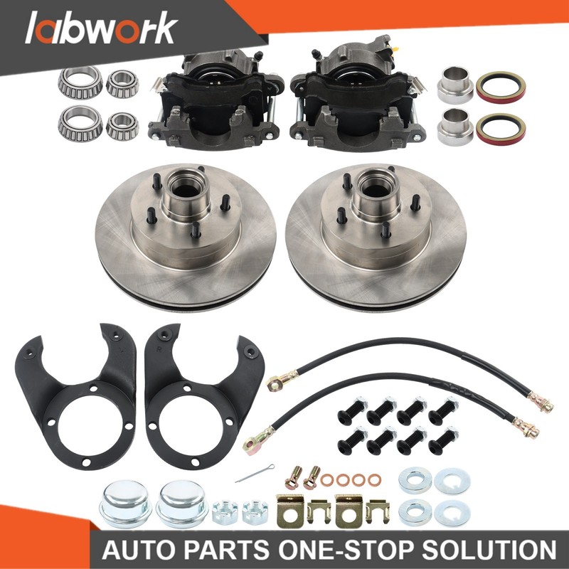 Labwork Disc Brake Kit, 5 on 4-1/2, Metric Caliper, For Ford 1937-48 Spindle gallery