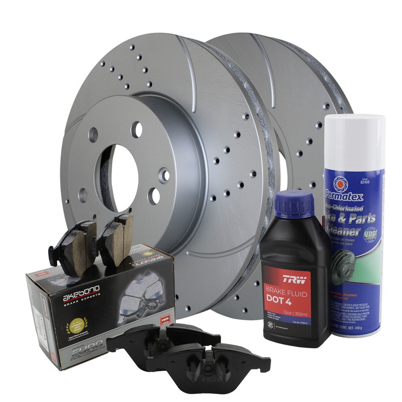 Front Brake Kit 295mm Drilled Disc Rotors Akebono Ceramic Pads For MB W204 W212