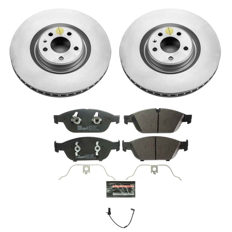 Powerstop Front 2 Wheel 356mm Discs & Pads & Sensor Kit for 2012-2018 Audi A6 A7