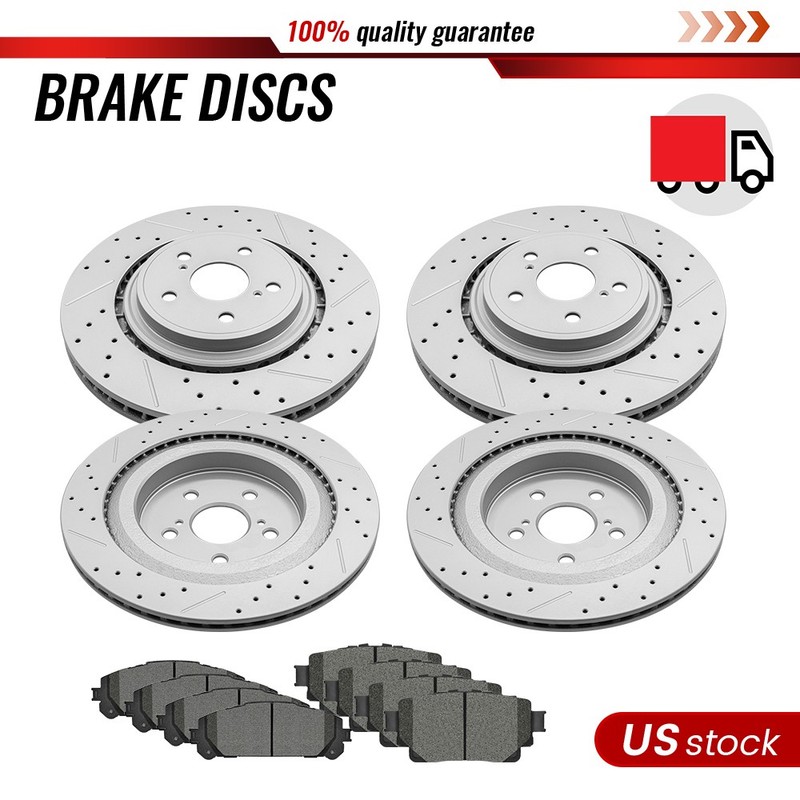 Front & Rear Brake Rotors + Ceramic Pads for 2020-2024 Toyota Highlander