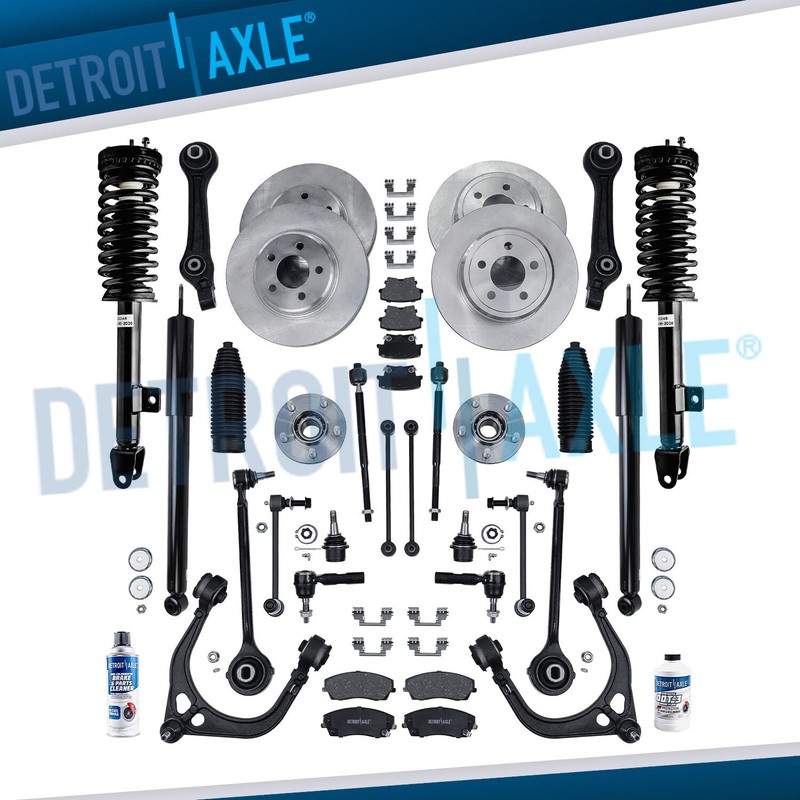 Front Rear Disc Rotors Brake Pads Kit + Suspension Kit for Dodge Charger Magnum