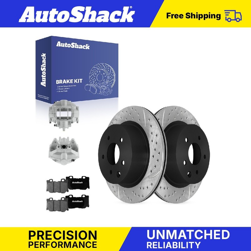 Rear Drilled Slotted Brake Rotors Premium Pads Calipers for Nissan, 370Z 2014