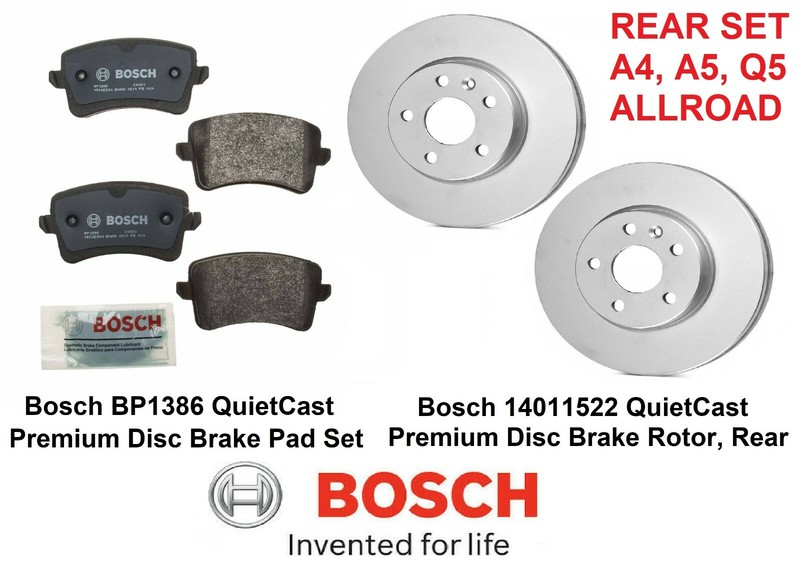 REAL 100%-BOSCH MATCHED REAR BRAKE PADS AND ROTORS FIT A4, A5, Q5, ALLROAD 08-17
