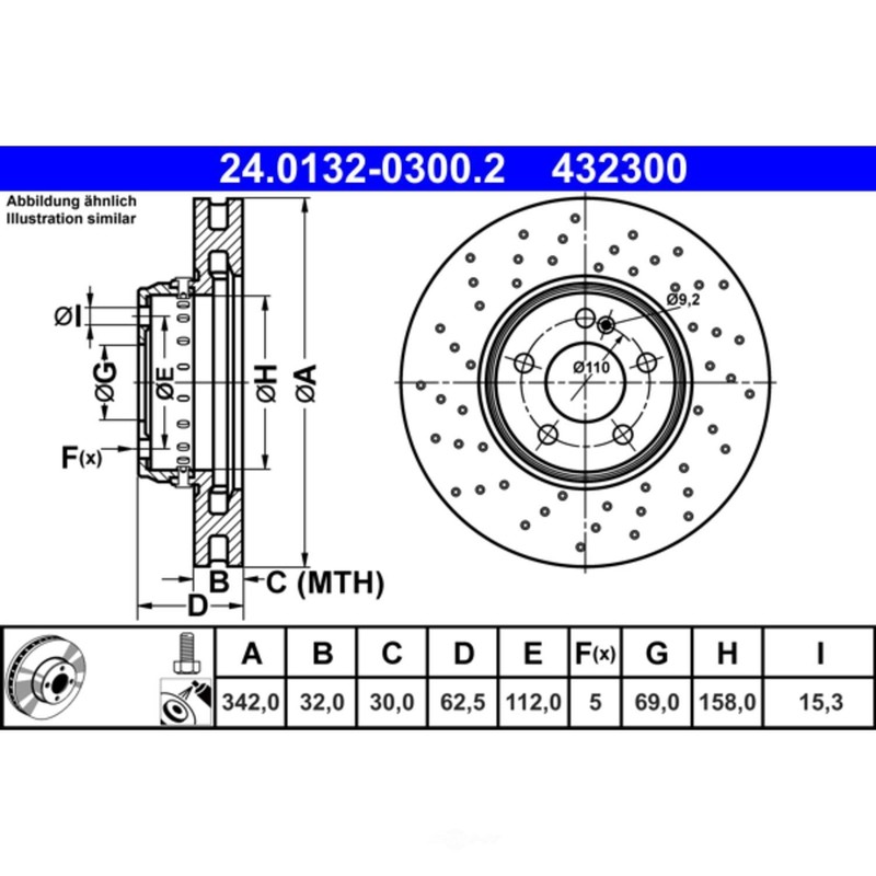 Disc Brake Rotor-Original Rotor ATE 432300