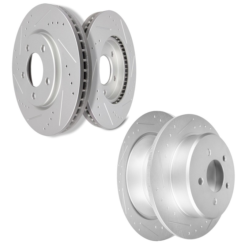 For Dodge Caravan 2001 - 2007 Front + Rear Discs Brake Rotors Slotted Set Kit gallery