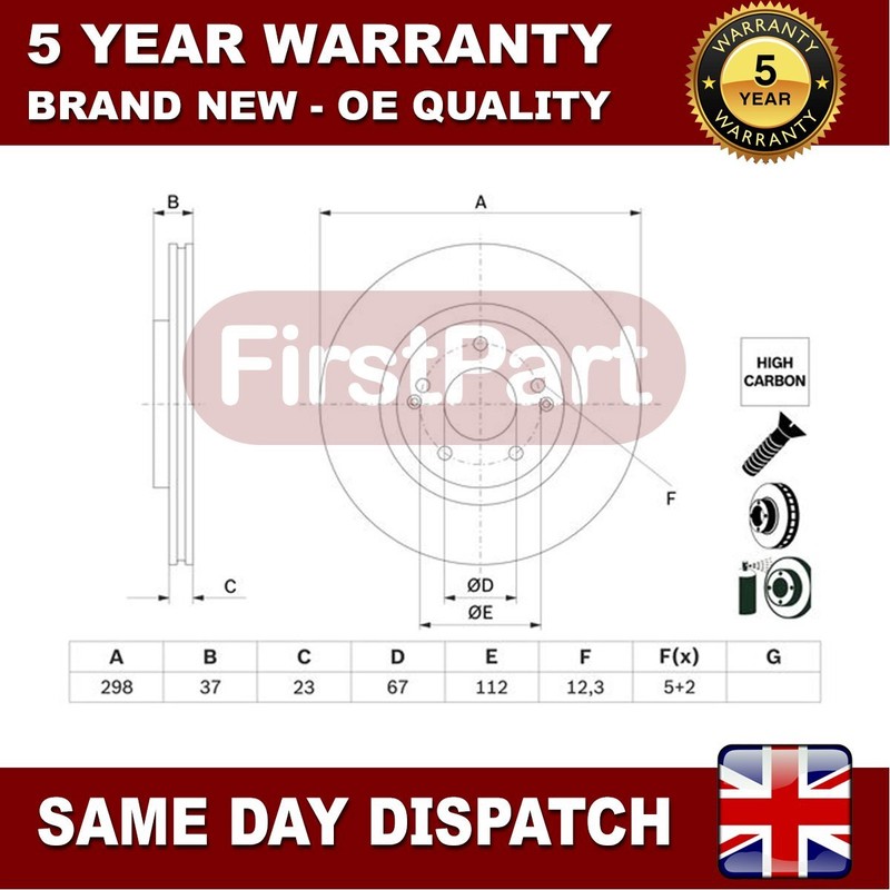 Fits Ssangyong Tivoli XLV 1.2 1.5 1.6 D Firstpart Front 2x Brake Disc