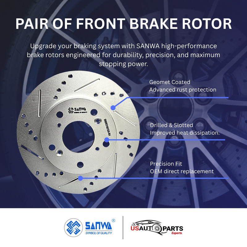 PAIR OF FRONT BRAKE ROTOR VENTED & GEOMET COATED D &S 262mm FOR ACURA 2012-2015 gallery