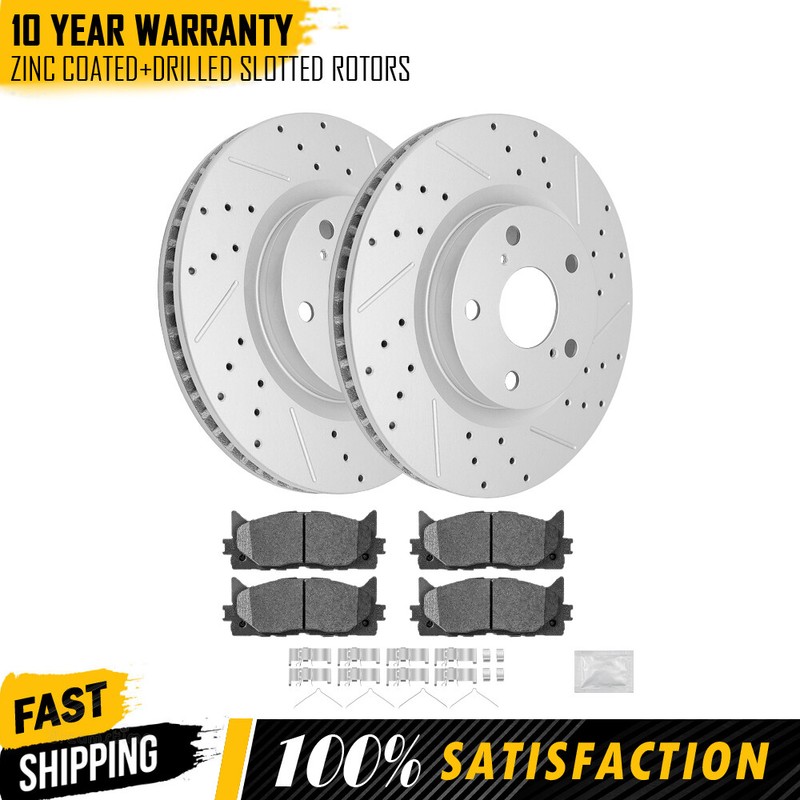 Front Disc Rotors +Ceramic Brake Pads for Toyota Camry Avalon Lexus ES300h ES350