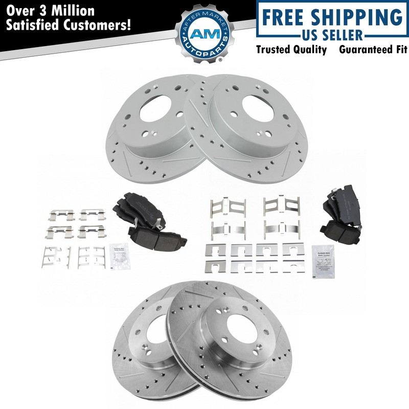 Front & Rear Performance Drilled Slotted Rotor & Metallic Brake Pad Kit