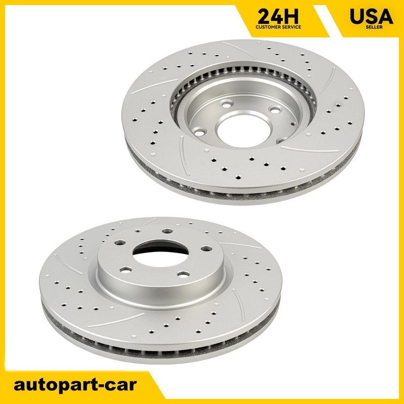 Set of 2 Front Disc 11.7″ Drilled Slotted Brake Rotors for 2013-2015 Mazda CX-5