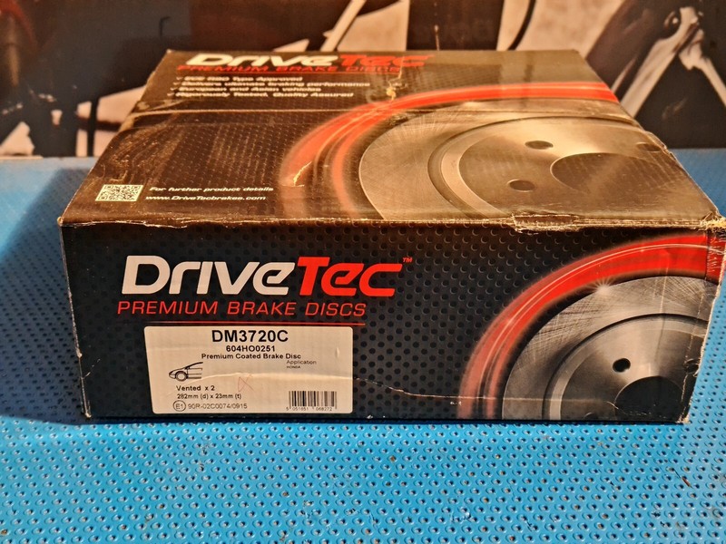 2x DriveTec Front DM3720C Brake Discs 47.2mm Height 282mm Outer Diameter Vented