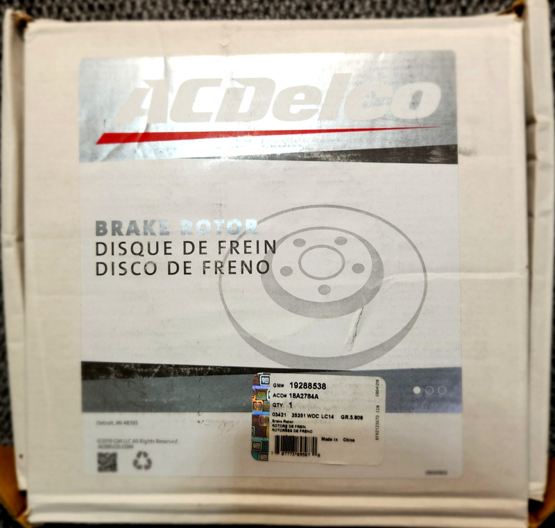 Acdelco Silver 18A2784A (19288538) Non Coated Rear Disc Brake Rotor