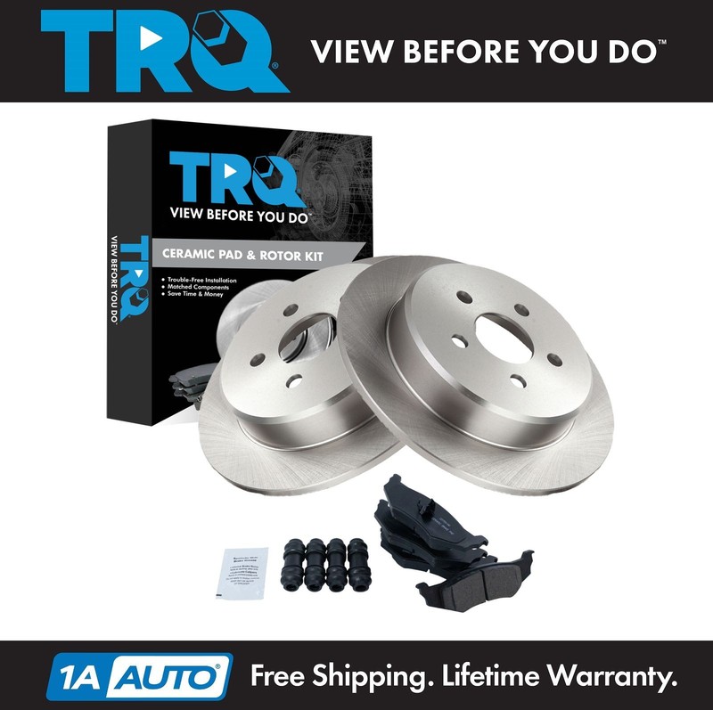 TRQ Brake Pads & Rotors Ceramic Rear Set Kit for Chrysler Dodge Plymouth